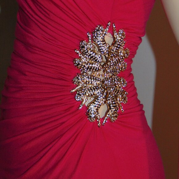 SKY Strapless Mini DressY2K Artsy Jeweled Tigers Pink Bodycon Mob Wife Elegant - Picture 5 of 11